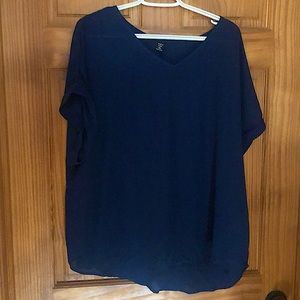 Navy Blue Sheer Cuffed Short Sleeve Dress Shirt